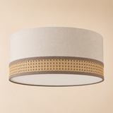 Plafon Cilíndrico 50 cm - Rattan e Algodão