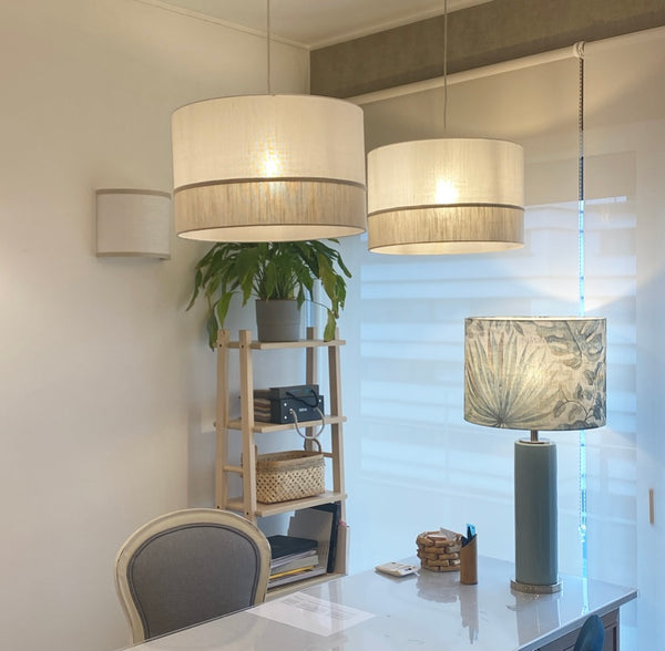 Candeeiro de Teto com dois Abat-Jours Cilindros - 2 Tons