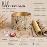 Kit DIY Abat-Jour Cilindro - Tela Dourada