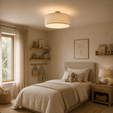 Abat-jour/Plafon Ø45 cm em Tecido Cru – Design Contemporâneo e Luminosidade Suave